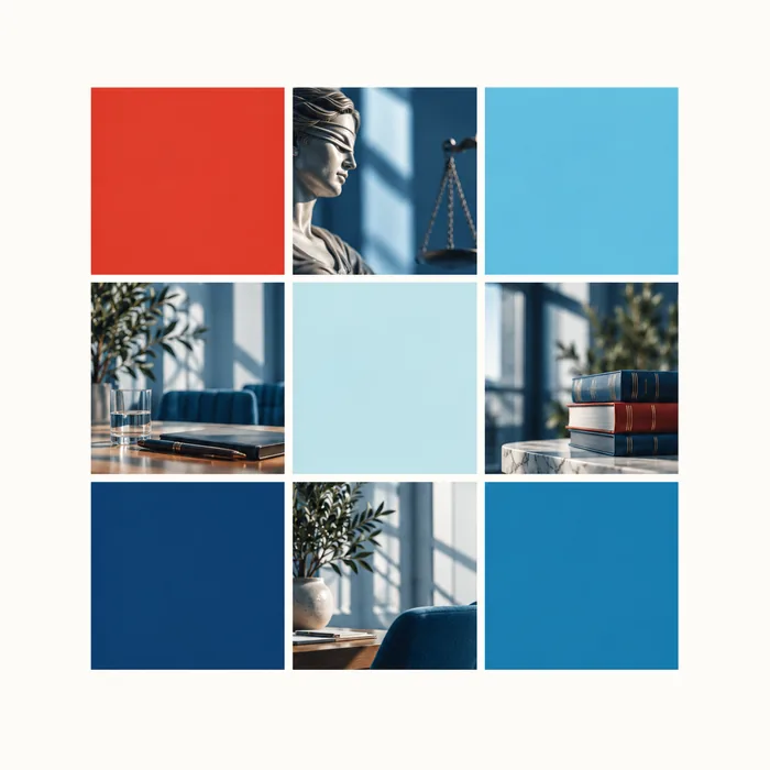 Palette de couleurs rouge, bleu roi et bleu ciel pour un site d'avocat