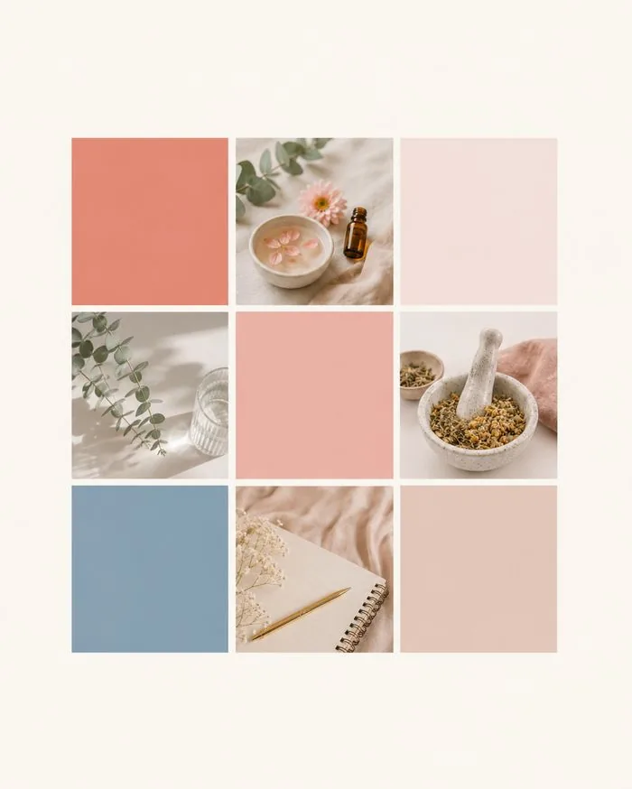 Palette de couleurs douces terracotta et crème pour un site de naturopathe