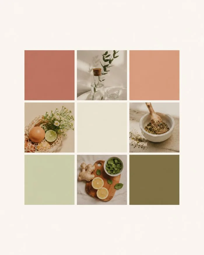 Palette de couleurs végétales vert profond pour un site de naturopathe