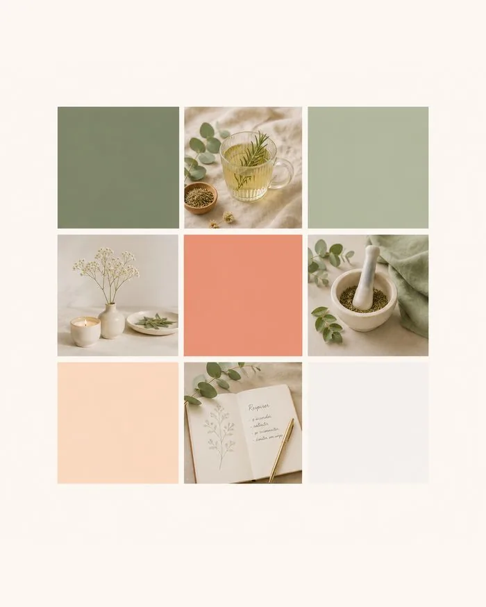 Palette de couleurs minérales et lumineuses pour un site de naturopathe