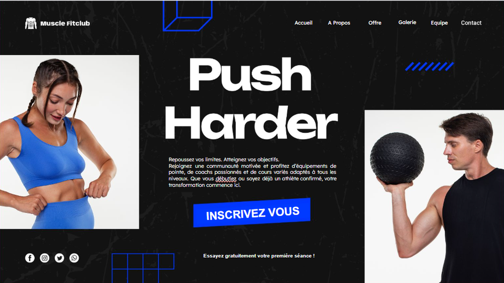 Site web salle de sport Muscle Fitclub