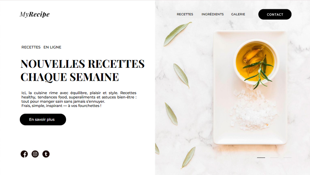 Site web de recettes MyRecipe