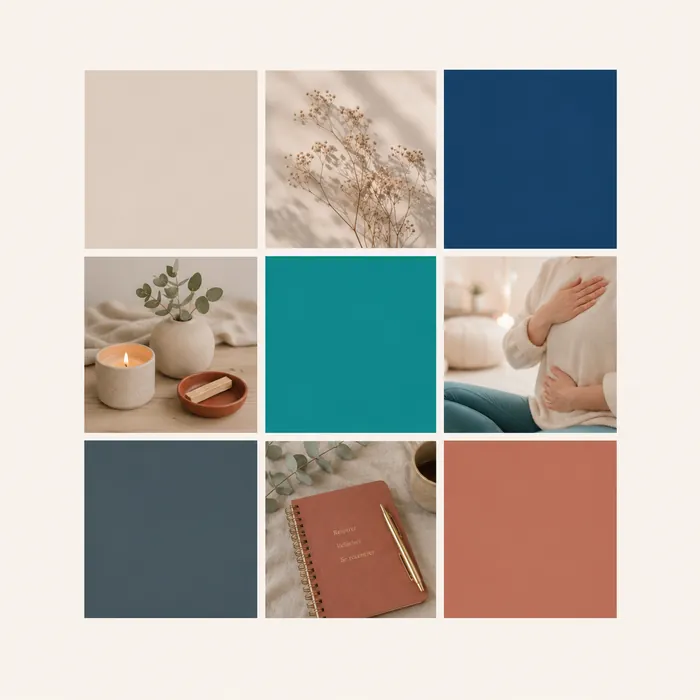 Palette de couleurs apaisantes bleu ciel et orangé pour un site de sophrologue
